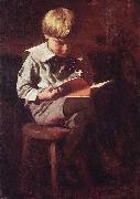 Thomas Pollock Anshutz Boy Reading: Ned Anshutz oil painting on canvas